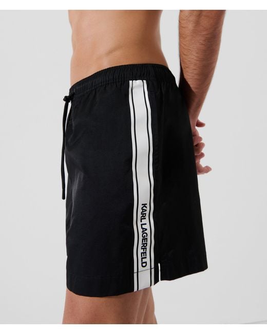 Karl Lagerfeld Black Logo Boardshorts for men