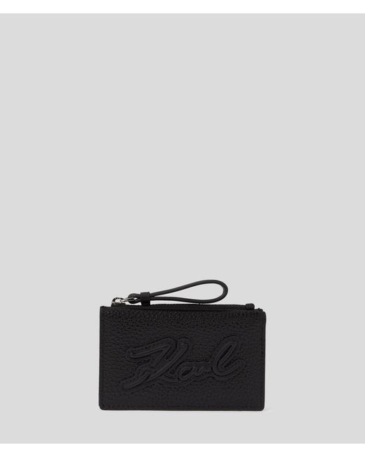 Karl Lagerfeld Black K/skuare Grainy Zip Card Holder