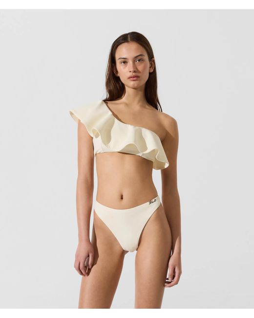 Karl Lagerfeld White Signature High-Leg Bikini Bottoms