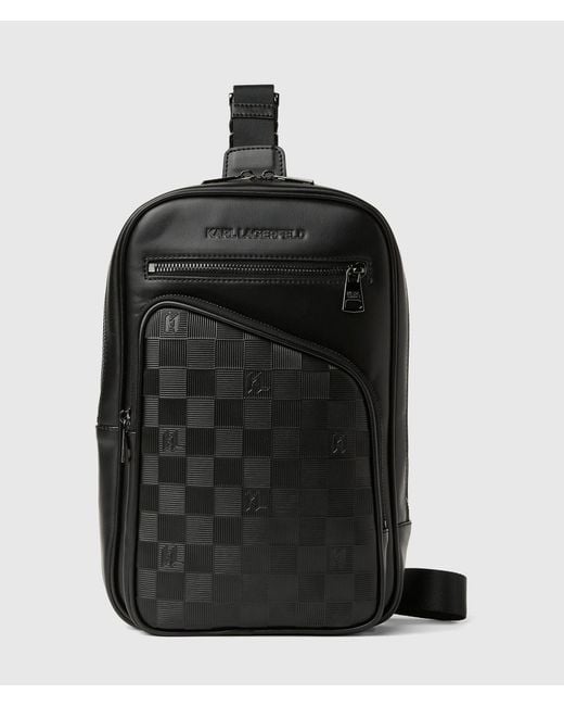 Sac À Bandoulière Vertical À Motif Damier Monogram, Homme, Taille Karl Lagerfeld pour homme en coloris Black