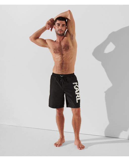 Karl Lagerfeld Green Karl Logo Long Board Shorts for men