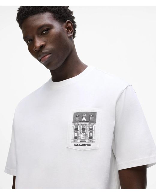 Karl Lagerfeld White Exclusive Maison De Karl Pocket T-Shirt for men