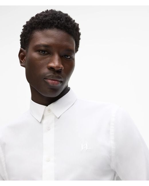 Karl Lagerfeld White Monogram Slim‑Fit T‑Shirt for men