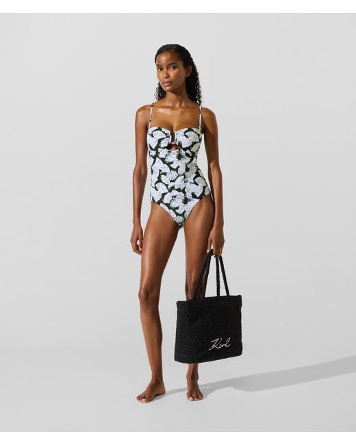 Karl Lagerfeld Blue Fan Print Swimsuit, Multicoloured