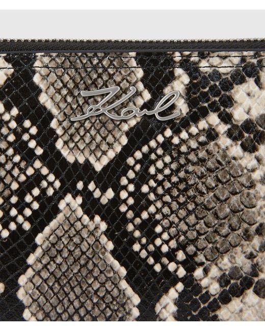 Karl Lagerfeld Gray K/Signature Python Travel Pouch