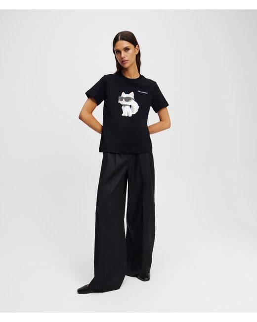 Karl Lagerfeld Black Ikon Choupette Aquarelle T-Shirt
