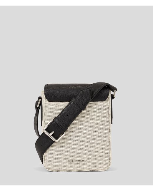 Karl Lagerfeld Black K/plak Canvas Crossbody Bag for men