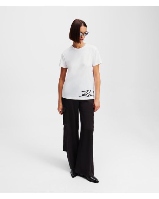 Karl Lagerfeld White Karl Signature Hem T-shirt