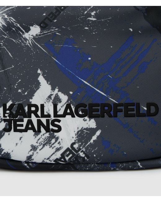 KL Jeans Black Graffiti Print Crossbody Bag, Multicoloured for men