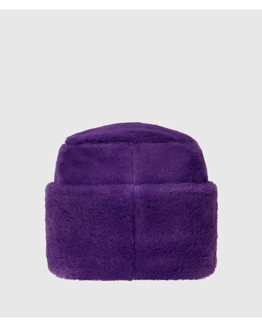 KL Jeans Purple Fold-Up Faux-Fur Beanie