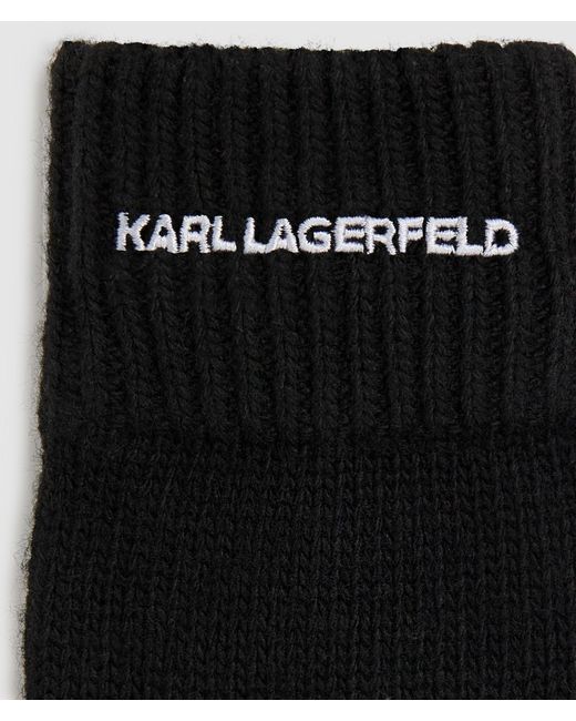 Karl Lagerfeld Black Logo Knitted Gloves for men