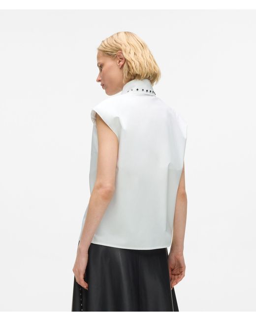Karl Lagerfeld White Studded Poplin Shirt