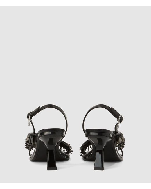 Karl Lagerfeld Black Karmel Fringe Heeled Slingbacks