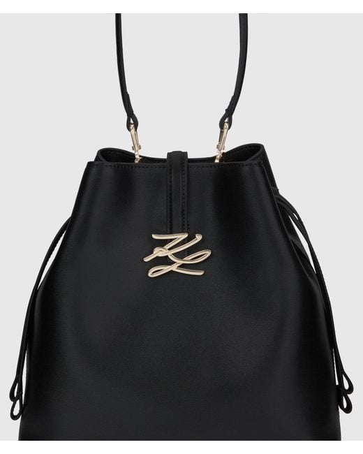 Karl Lagerfeld Black K/Autograph Drop Medium Bucket Bag