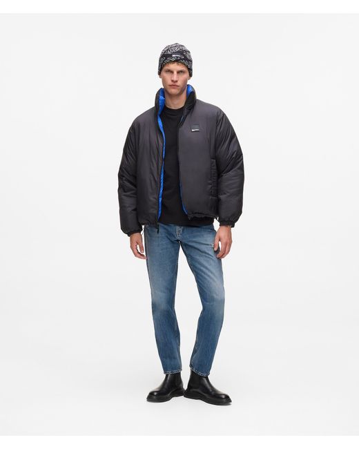 KL Jeans Blue Reversible Puffer Jacket, Multicoloured for men