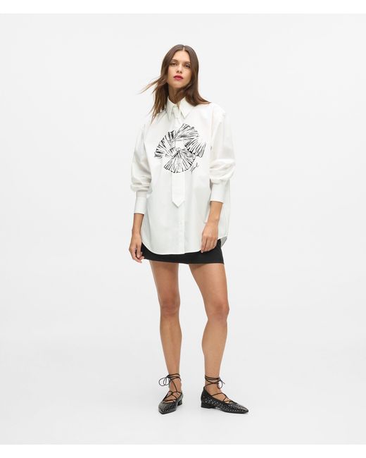 Karl Lagerfeld White Poplin Tie Shirt