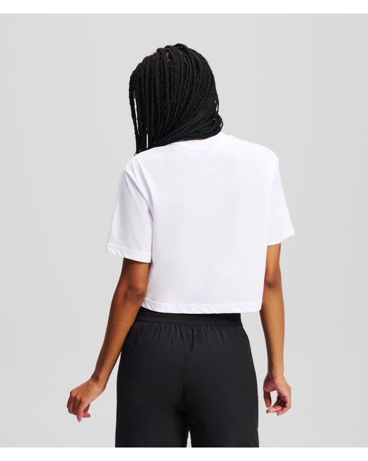 KL Jeans White Monogram Cropped T-Shirt