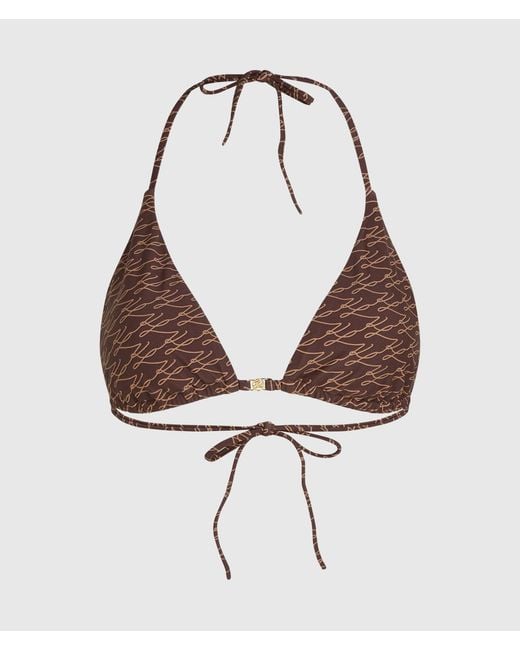 Karl Lagerfeld Brown Autograph Triangle Bikini Top