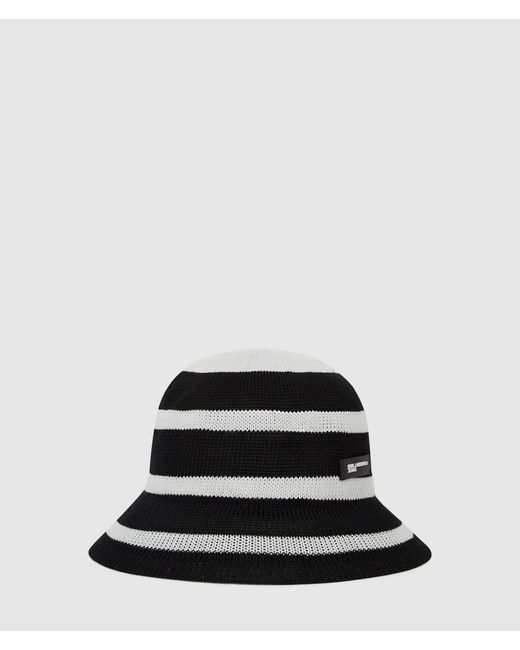 KL Jeans Black Knitted Striped Bucket Hat
