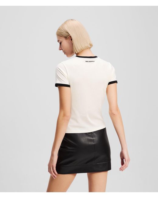 Karl Lagerfeld White Ikon Contrast Piping T-Shirt