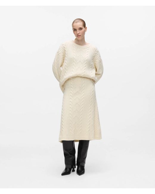 Karl Lagerfeld Natural Wool-Blend Cable Knit Skirt