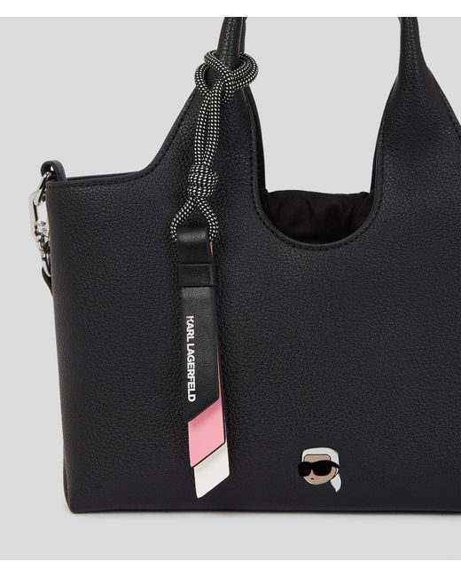Karl Lagerfeld Black Ikon Small Grainy Tote Bag
