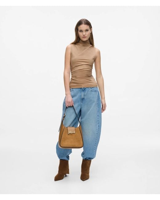 Karl Lagerfeld Brown K/Signature Suede Hobo Bag