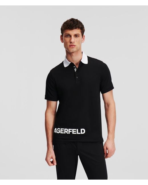 Karl Lagerfeld Black Logo Polo Shirt for men