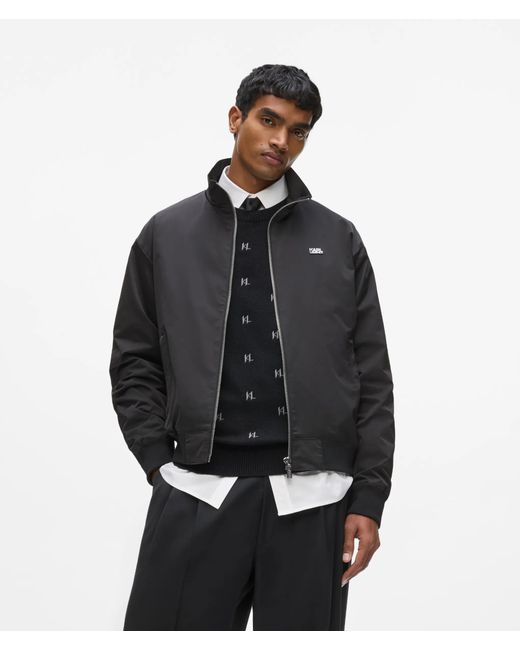 Karl Lagerfeld Black Zip-Up Blouson Jacket for men