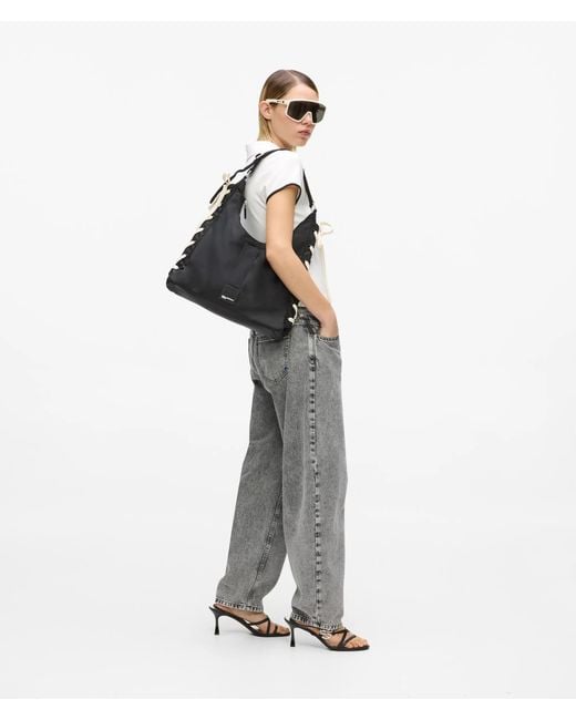 KL Jeans Black Nylon Lace-Up Tote Bag
