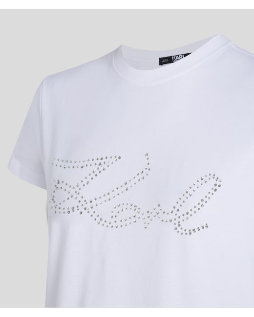 Karl Lagerfeld White Rhinestone Karl Signature T-shirt