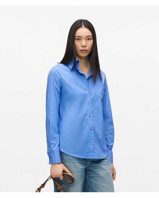 Karl Lagerfeld Blue Poplin Blouse