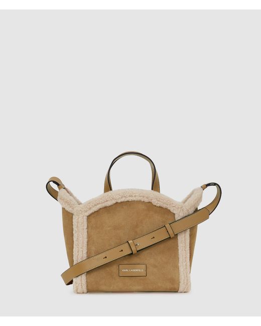 Karl Lagerfeld Natural K/Circle Small Shearling Tote Bag