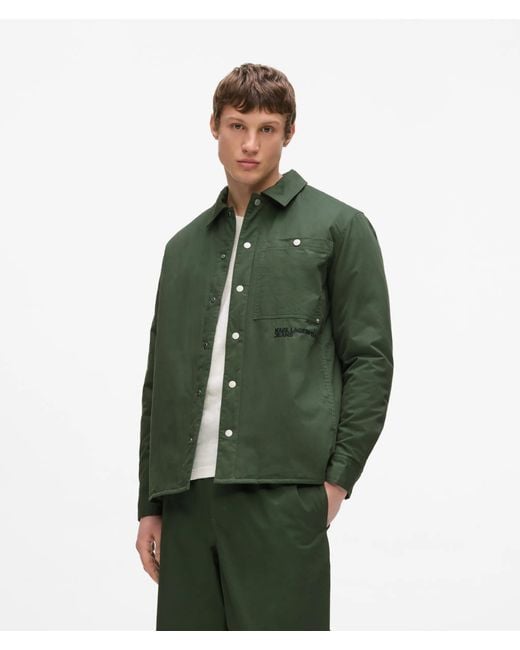 KL Jeans Green Lightly Padded Shirt Jacket for men