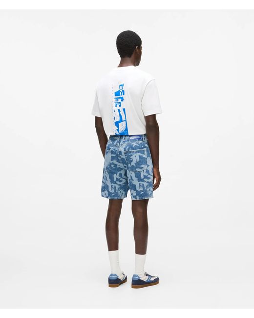 KL Jeans Blue Relaxed Monogram Denim Shorts for men