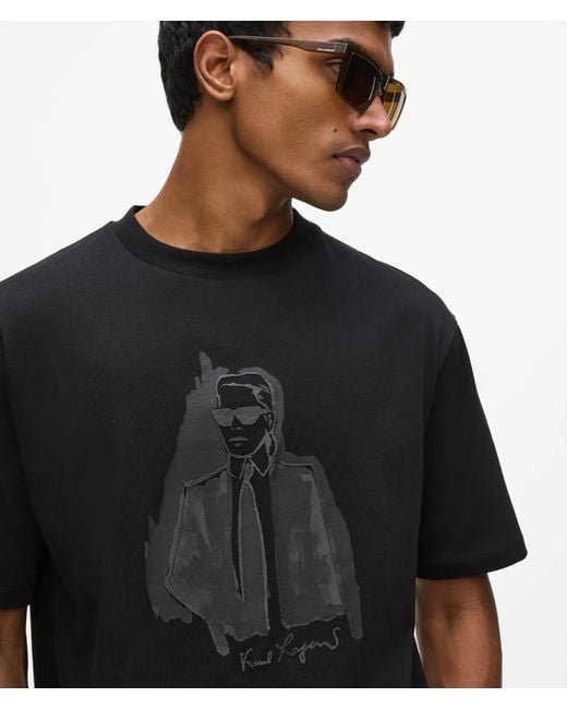 Karl Lagerfeld Black Tonal Karl Print T-Shirt for men