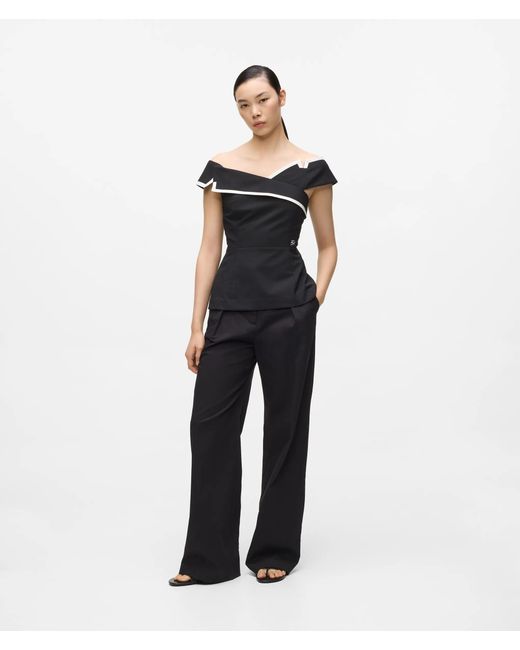 Karl Lagerfeld Black Tailored Off-Shoulder Top