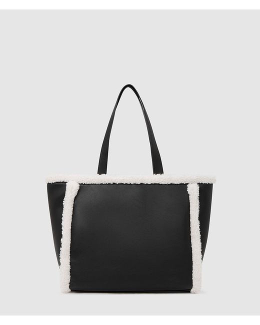 KL Jeans Black Faux-Shearling Tote Bag