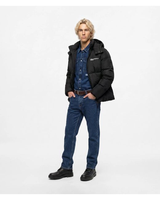 KL Jeans Blue Hooded Puffer Jacket for men