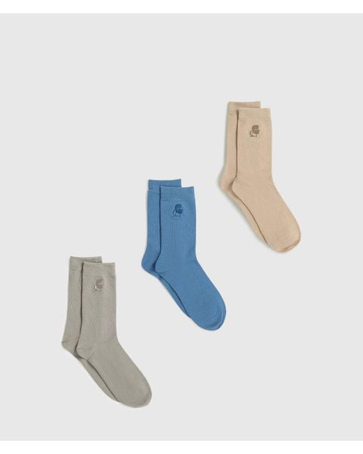 Karl Lagerfeld Blue Kameo Socks – 3-Pack, Multicoloured for men