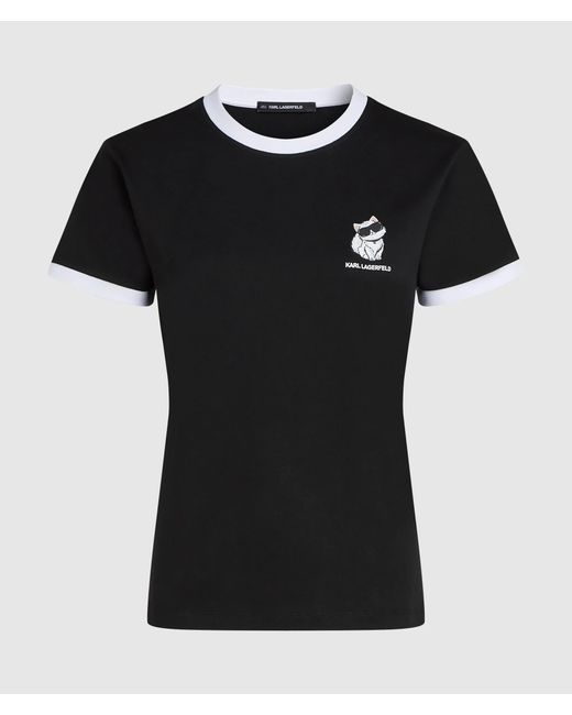 Karl Lagerfeld Blue Ikon Choupette Slim Fit T-Shirt, Damen, Größe
