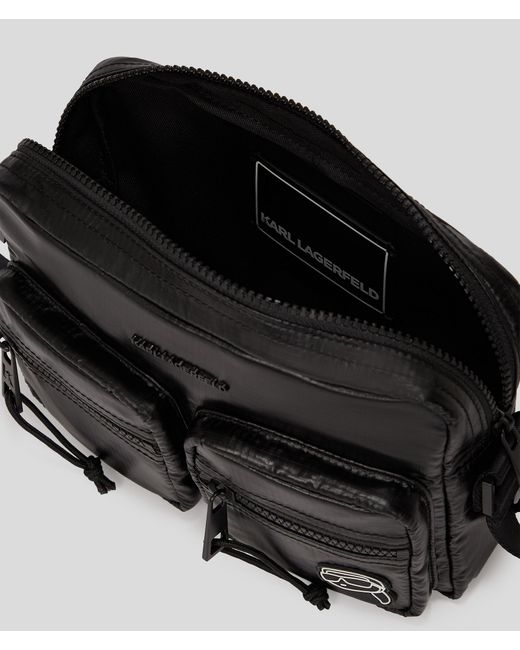 Karl Lagerfeld Black Ikon Puffy Nylon Crossbody Bag for men