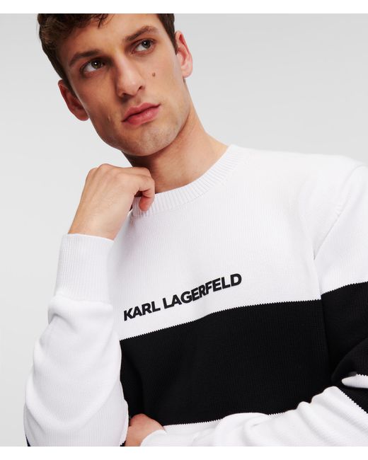 Karl Lagerfeld White Rib-knit Sweater for men