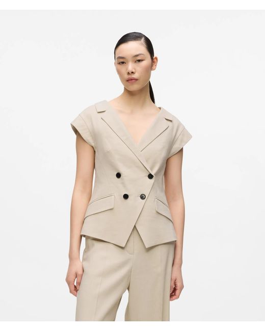 Karl Lagerfeld Natural Cap-Sleeved Blazer