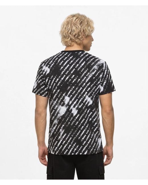 KL Jeans Black All-Over Ombré Logo T-Shirt for men