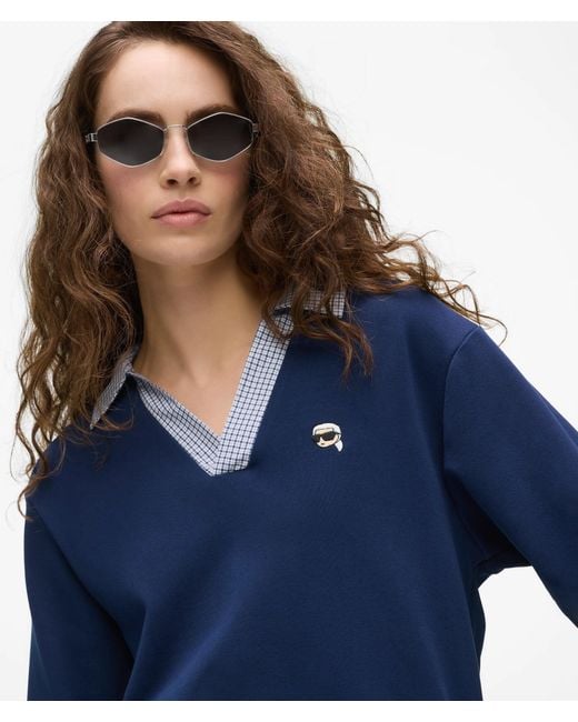 Karl Lagerfeld Blue Ikon V-Neck Sweatshirt