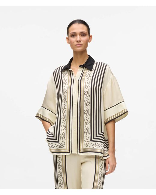 Karl Lagerfeld Natural All-Over-Print Pajama Shirt