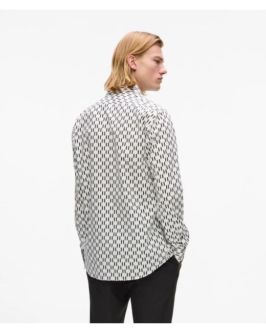 Karl Lagerfeld Gray All-Over Monogram Shirt for men