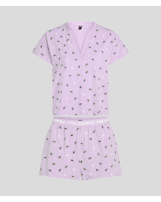 Karl Lagerfeld Purple Karl Ikonik Pajama Shorts Set