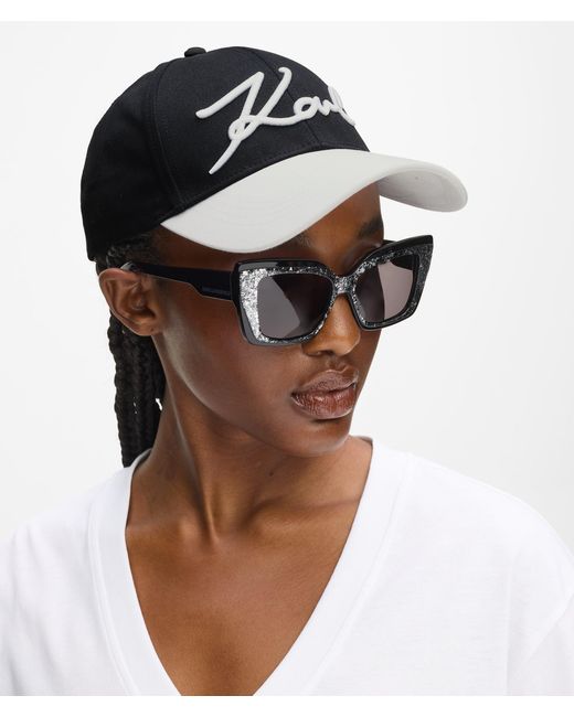 Karl Lagerfeld Black K/Signature Cap With Contrast Peak